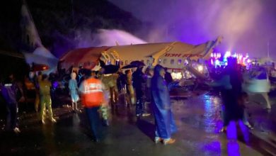 Photo of Kerala: Air India flight skids off runway, splits into two; pilot, 3 others dead
