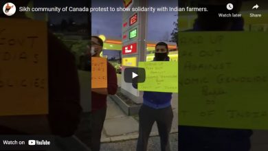 Photo of Sikh community of Canada protest to show solidarity with Indian farmers.