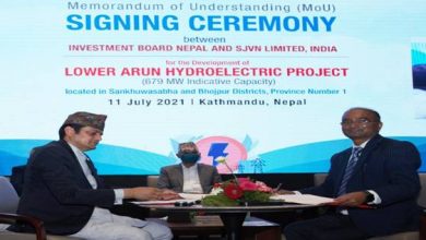 Photo of India & Nepal Sign MoU On 679 MW Arun Hydro Electric Project To SJVN