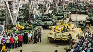 Photo of OFB Pride As It Rolls Out T90 First Overhaul Tank And T72 Second Overhaul Tank At HVF Avadi