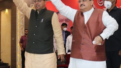 Photo of BJP National President J.P. Nadda And Uttarakhand CM Dhami At Mass Dialogue Program In Rudrapur