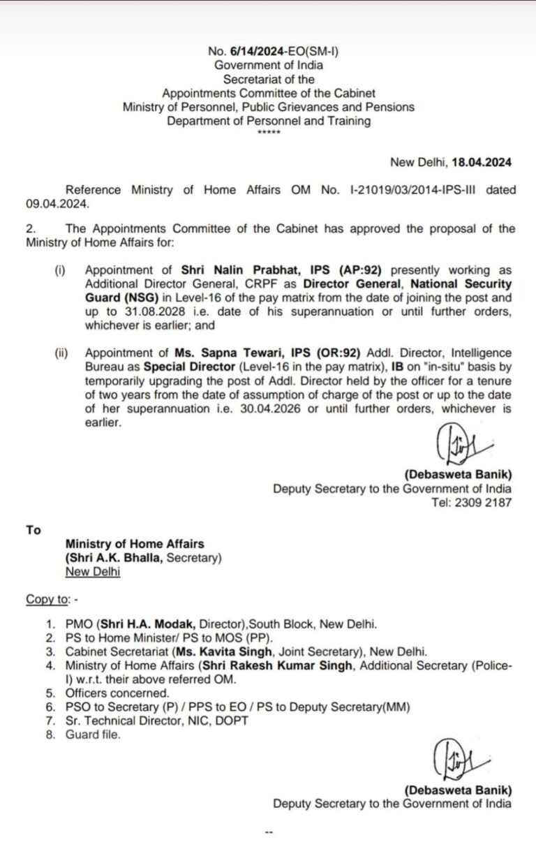 IPS Nalin Prabhat Is New Director General of National Security Guard ...