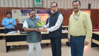 Photo of Vaddepalli Ramchander, Member, NCSC, Delhi & Dr. G. Sunil Kumar Babu, Director, NCSC, Hyderabad, Interact With Top Management Of RINL