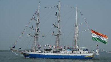 Photo of Indigenous Sail Training Ship INS Sudarshini, Built by Goa Shipyard Limited, Sets Sail for Lokayan 26 Global Expedition