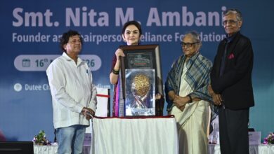 Photo of Nita M. Ambani Conferred KISS Humanitarian Award 2025 in Bhubaneswar