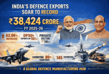 Photo of Defence Exports Hit Record ₹38,424 Crore in FY 2025–26, Surge 62.66% YoY