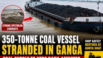 Photo of 350-Tonne Coal-Laden Vessel Stranded in Ganga Near Mokamaghat, Disrupts Coal Supply to NTPC Barh