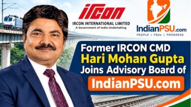 Photo of Former IRCON CMD Shri Hari Mohan Gupta Joins Advisory Board of IndianPSU.com