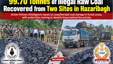 Photo of CCL-CISF Crackdown on Illegal Coal: 99.70 Tonnes of Raw Coal Seized in Hazaribagh